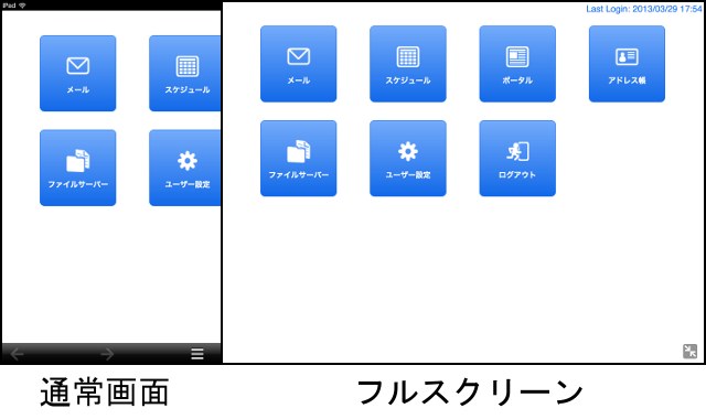 iPadのフルスクリーンモード