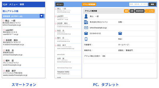 アドレス帳画面イメージ